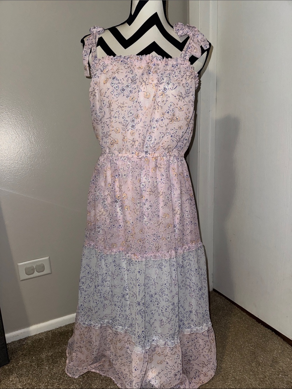 Simply Jules Pink Floral Tiered Maxi Dress